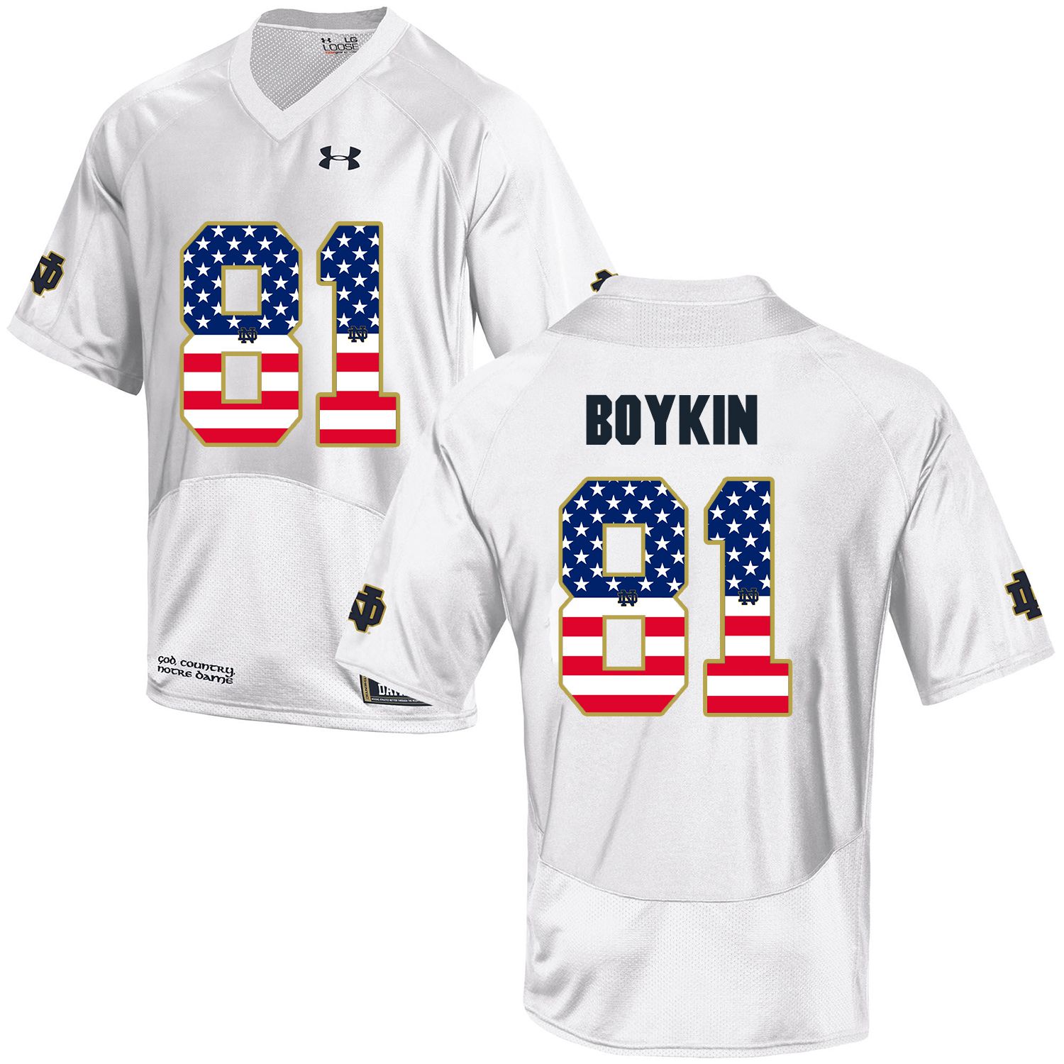 Men Norte Dame Fighting Irish #81 Boykin White Flag Customized NCAA Jerseys